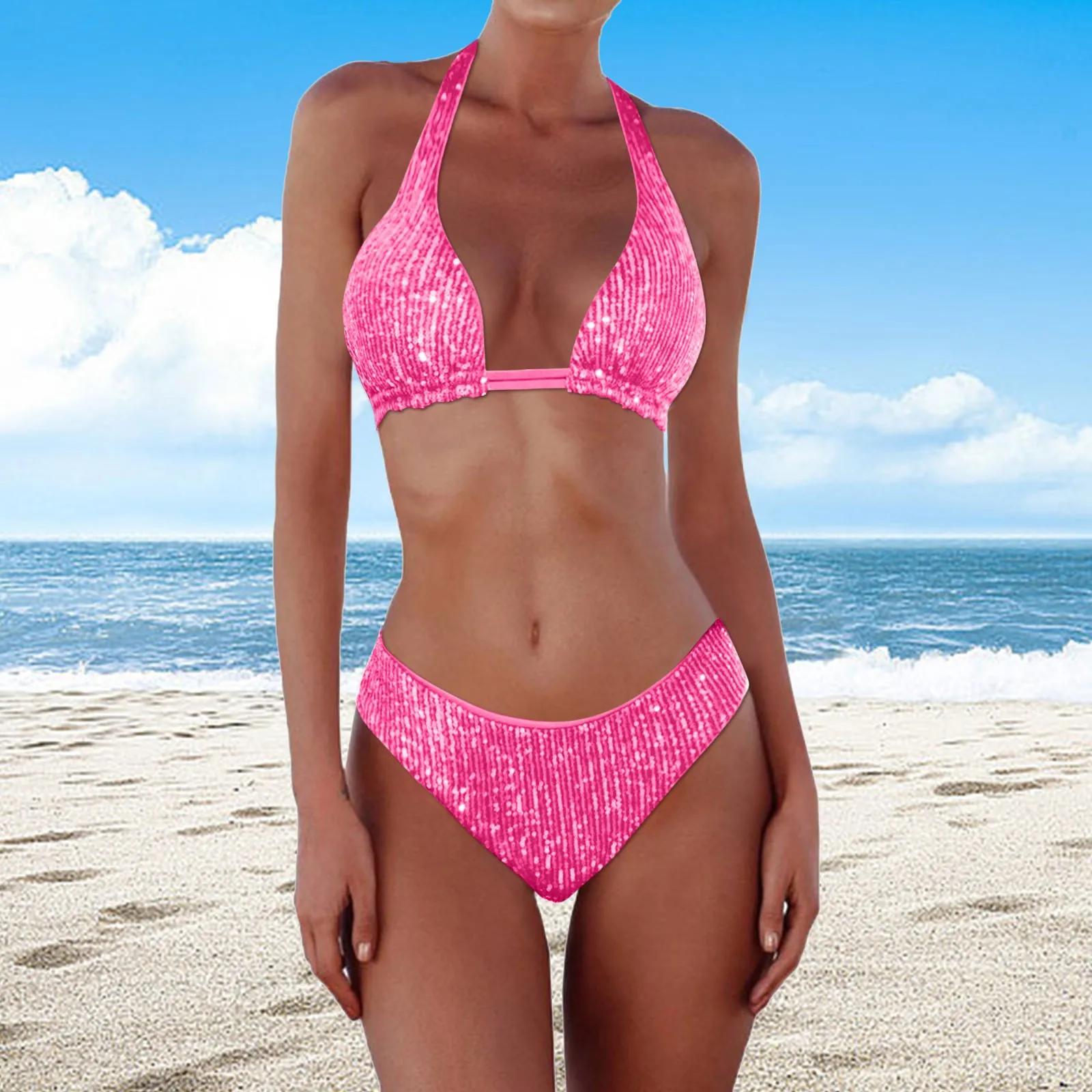 Womens New Sequin Bikini Triangle Multi Color Bikini Swimsuit Swimsuits for Teens Bikini